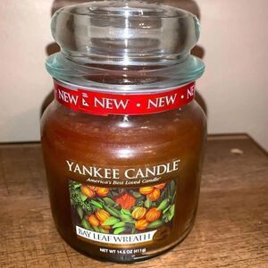 Yankee Candle Bay Leaf Wreath 14.5 oz Jar Classic Wide RARE HTF